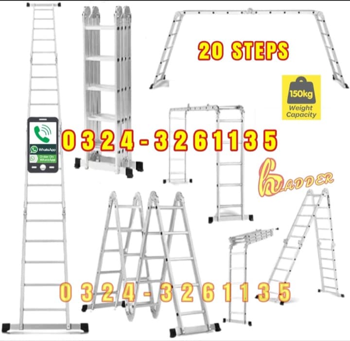 Almunium Multi Purpose Ladder 20 Feet Heavy Quality