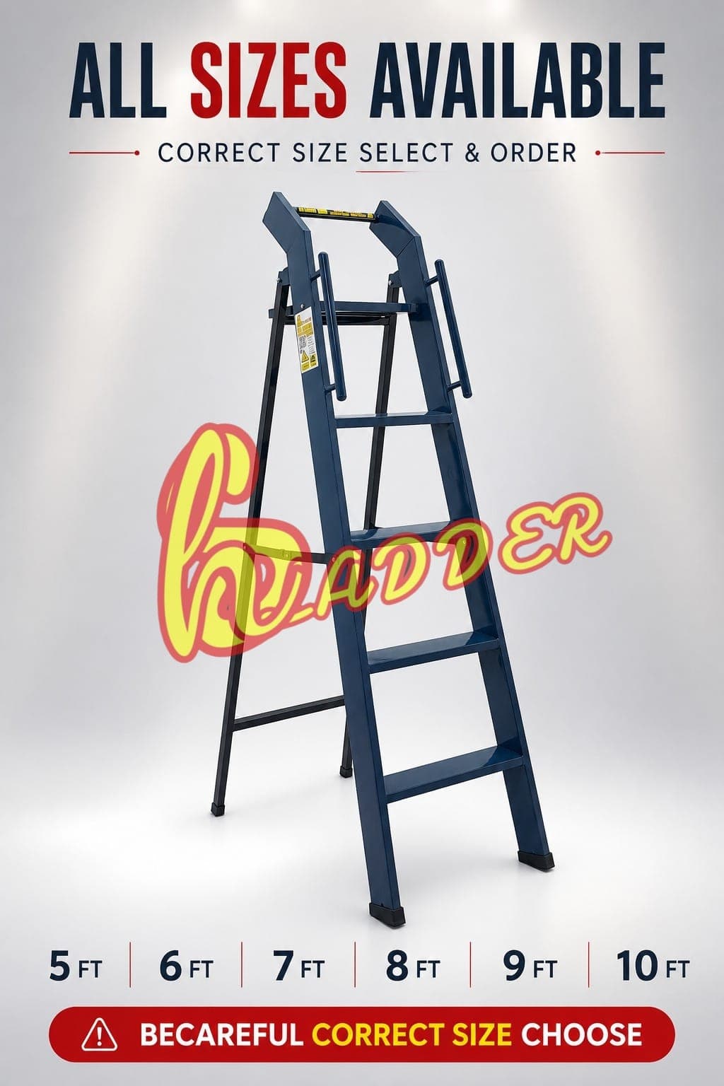 Iron A Type with Handle 4 Inch Step Ladder All Sizes