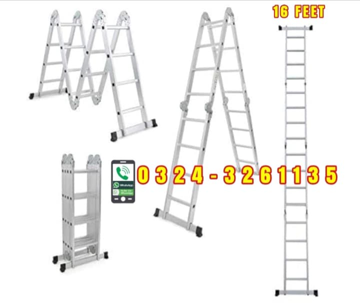Almunium Multi Purpose Ladder 16 Feet Heavy Quality