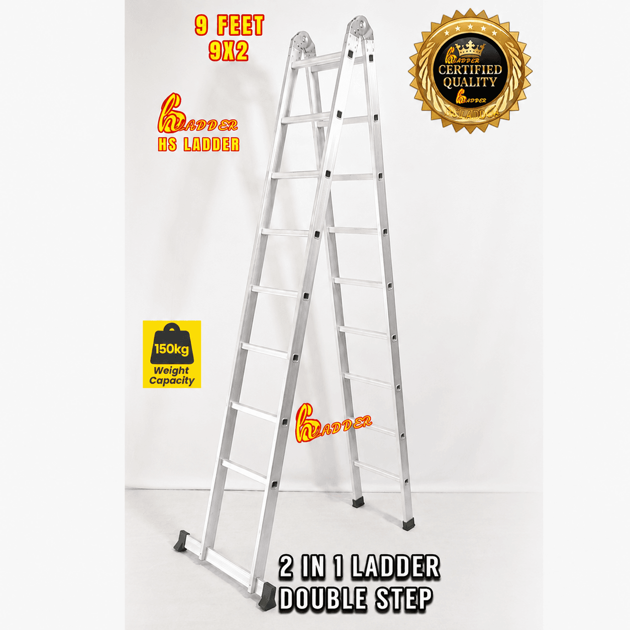 18 Step Almunium Double Step 9 Feet Ladder 2 in 1