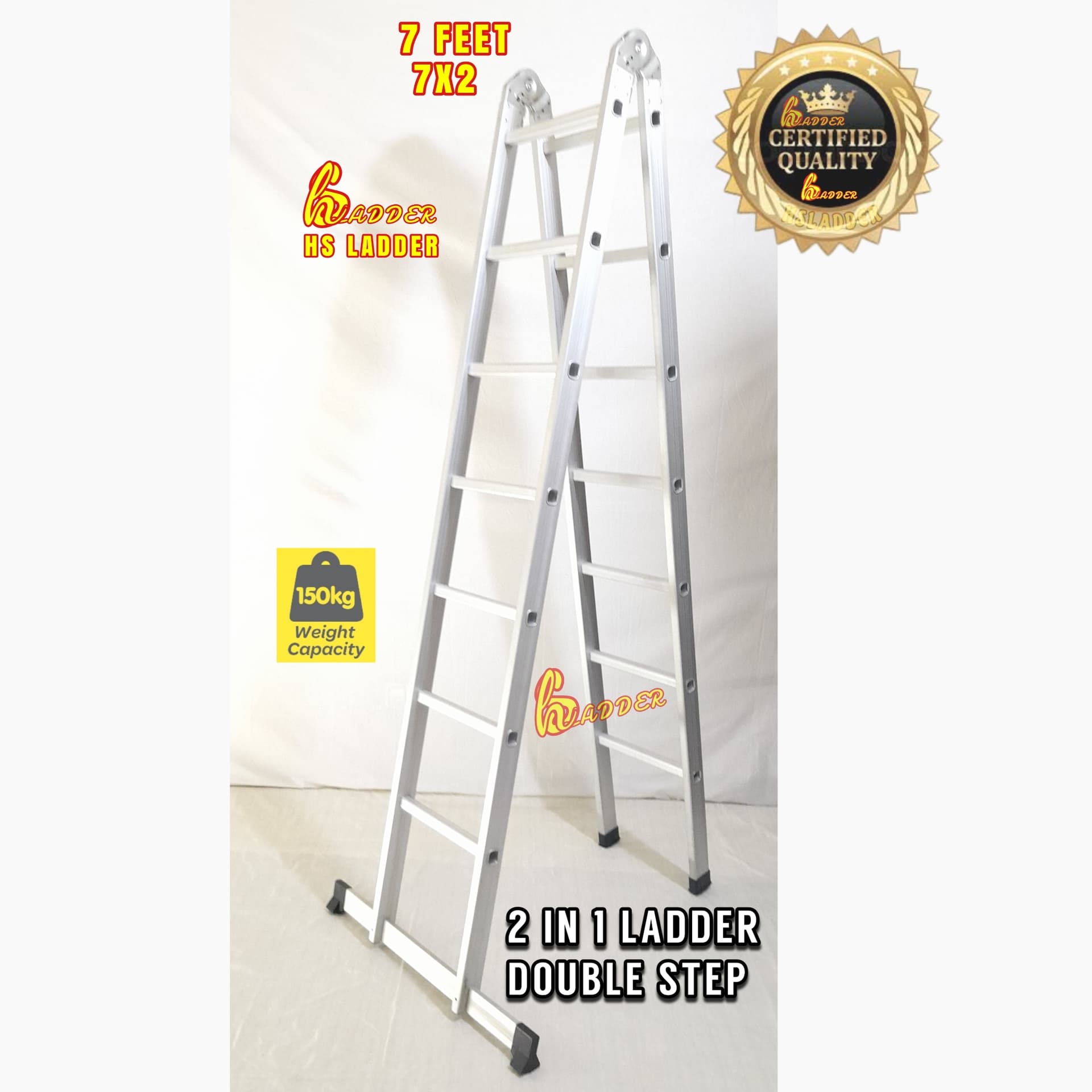 14 Step Almunium Double Step 7 Feet Ladder 2 in 1