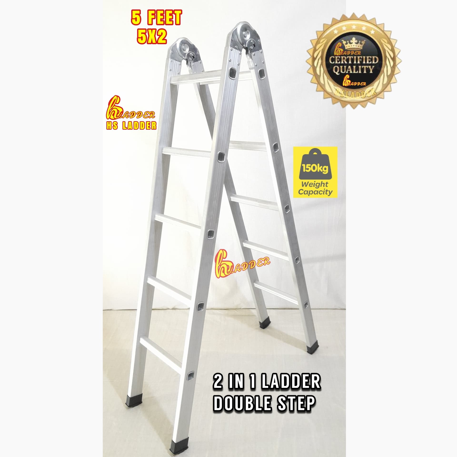 10 Step Almunium Double Step 5 Feet Ladder 2 in 1