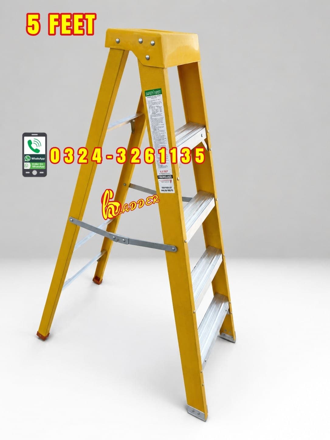 Fiber Glass 5 Feet Step Ladder 3 Inch