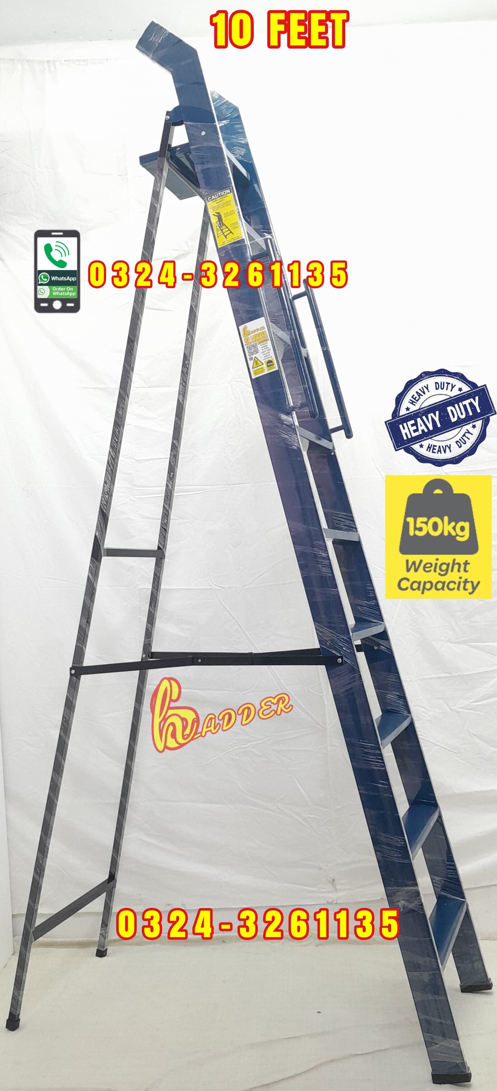 Iron A Type 10 Feet with Handle 4 Inch Step Ladder